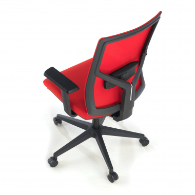 ergonomischer burostuhl rot schwarze struktur kopfstutze netzstoff 1d verstellbare armlehnen lordosenstutze 9