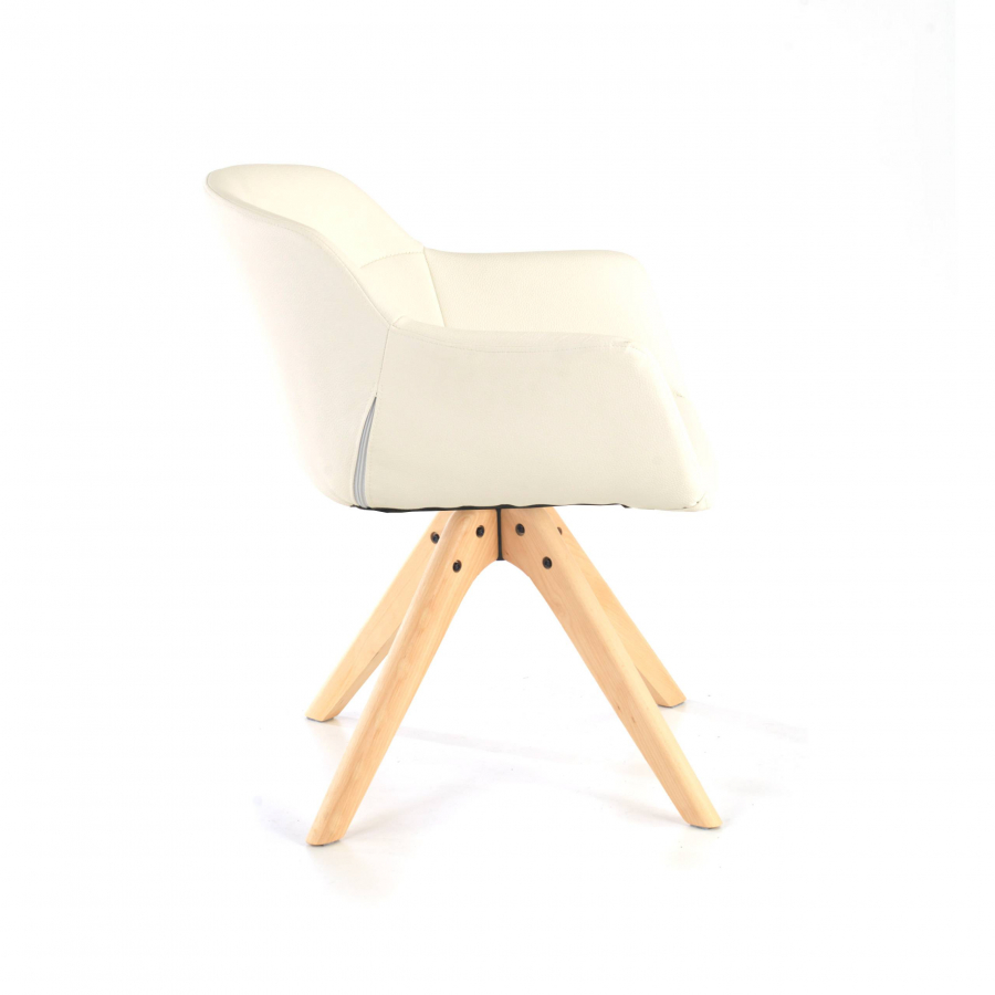 Skandinavischer Stuhl Ores, Holzbeine, rotierend, Ökoleder