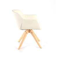 Skandinavischer Stuhl Ores, Holzbeine, rotierend, Ökoleder