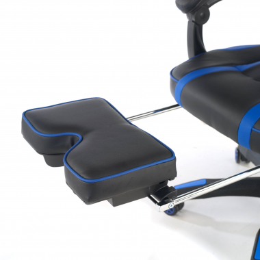 gaming stuhl blau logan kunstleder bewegliche armlehnen lumbal und nackenkissen kopfstutze ausziehbare fussstutze 10