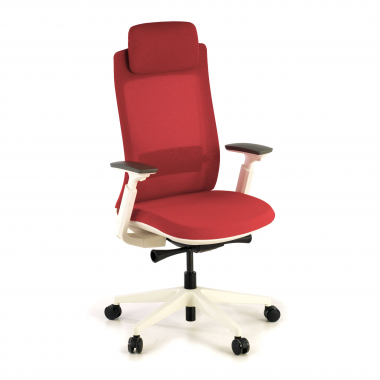 ergonomischer burostuhl weiss rot weisse struktur stoff 3d verstellbare armlehnen 1