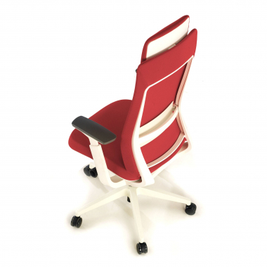 ergonomischer burostuhl weiss rot weisse struktur stoff 3d verstellbare armlehnen 7