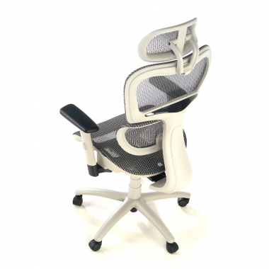 ergonomischer burostuhl weiss grau weisse struktur netzstoff 3d verstellbare armlehnen doppelte lordosenstutze kopfstutze 9