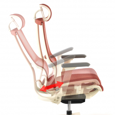 ergonomischer burostuhl weiss rot weisse struktur netzstoff 3d verstellbare armlehnen doppelte lordosenstutze kopfstutze 8
