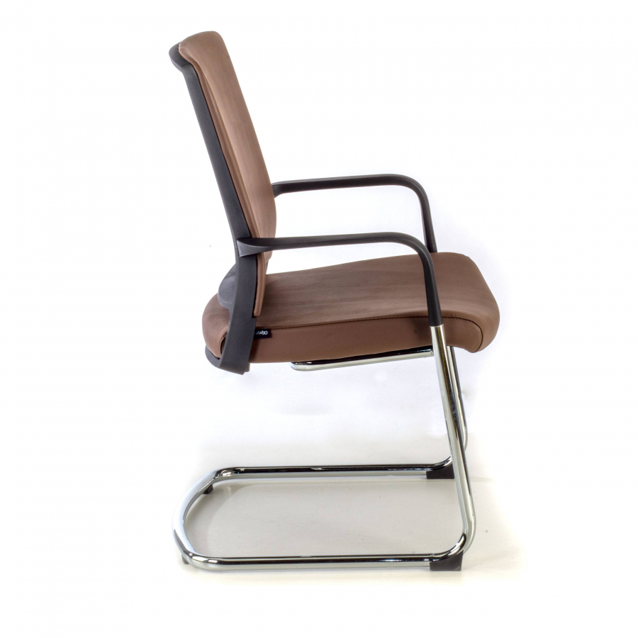 Freischwinger Stuhl Bali, ergonomische Rückenlehne, Kunstleder