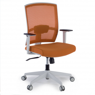 ergonomischer burostuhl weiss orange weisse struktur netzstoff 1d verstellbare armlehnen lordosenstutze 1