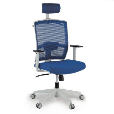 ergonomischer burostuhl weiss blau weisse struktur kopfstutze netzstoff 1d verstellbare armlehnen lordosenstutze kopfstutze 1