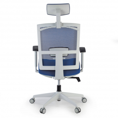 ergonomischer burostuhl weiss blau weisse struktur kopfstutze netzstoff 1d verstellbare armlehnen lordosenstutze kopfstutze 6