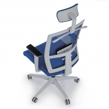 ergonomischer burostuhl weiss blau weisse struktur kopfstutze netzstoff 1d verstellbare armlehnen lordosenstutze kopfstutze 9