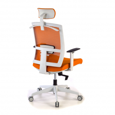 ergonomischer burostuhl weiss orange weisse struktur kopfstutze netzstoff 1d verstellbare armlehnen lordosenstutze kopfstutze 7