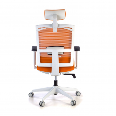 ergonomischer burostuhl weiss orange weisse struktur kopfstutze netzstoff 1d verstellbare armlehnen lordosenstutze kopfstutze 6