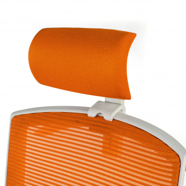 ergonomischer burostuhl weiss orange weisse struktur kopfstutze netzstoff 1d verstellbare armlehnen lordosenstutze kopfstutze 8