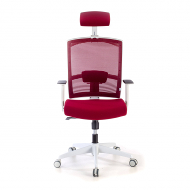 ergonomischer burostuhl weiss rot weisse struktur kopfstutze netzstoff 1d verstellbare armlehnen lordosenstutze kopfstutze 4