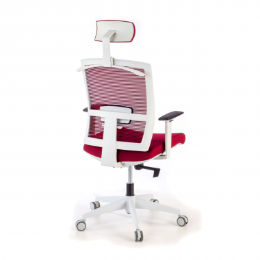 ergonomischer burostuhl weiss rot weisse struktur kopfstutze netzstoff 1d verstellbare armlehnen lordosenstutze kopfstutze 7