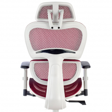 ergonomischer burostuhl weiss rot weisse struktur netzstoff 3d verstellbare armlehnen doppelte lordosenstutze kopfstutze 7