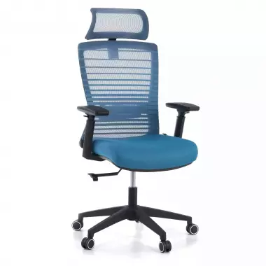 Schreibtischstuhl Tesla, Kopfstütze, Lordosenstütze, Netzstoff