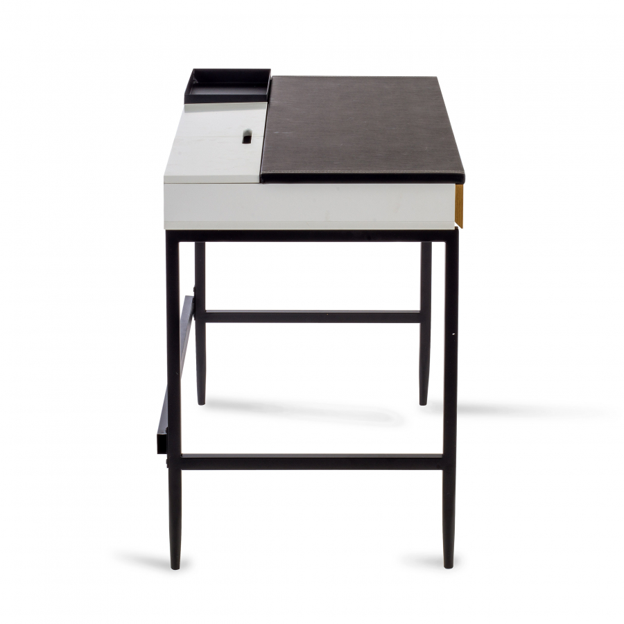 PC Tisch Athena, lackiert, Holzschubladen und Stahlbeine