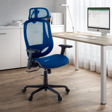 ergonomischer burostuhl blau locktech netzstoff 1d verstellbare armlehnen lordosenstutze kopfstutze 2