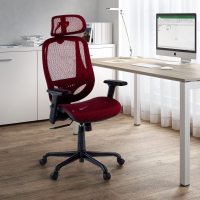 ergonomischer Schreibtischstuhl Locktech, mit Lordosenstütze und Kopfstütze
