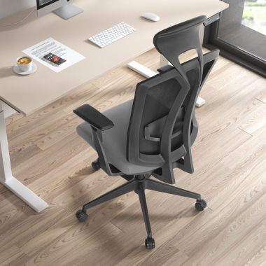 ergonomischer burostuhl grau ridley netzstoff 3d verstellbare armlehnen lordosenstutze kopfstutze 2