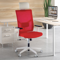 Ergonomischer Bürostuhl Verdi white, mit Kopfstütze, verstellbare Armlehnen