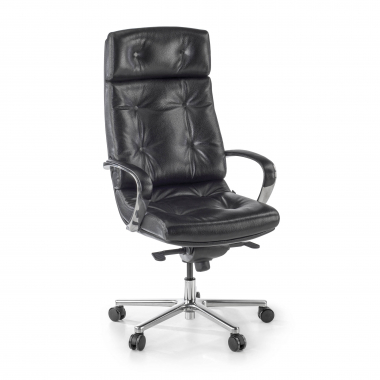 burostuhl schwarz windsor naturleder gepolsterte armlehnen 1