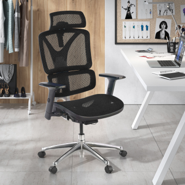 ergonomischer burostuhl schwarz focus netzstoff 3d verstellbare armlehnen lordosenstutze 2