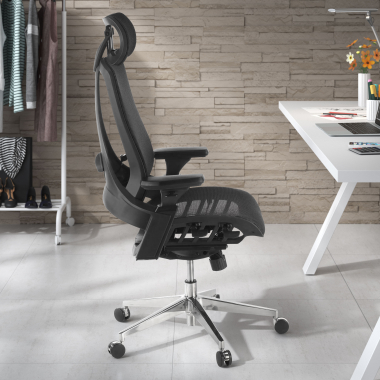 ergonomischer burostuhl schwarz thunder netzstoff 3d verstellbare armlehnen lordosenstutze kopfstutze 2