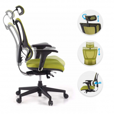 ergonomischer burostuhl grun energy netzstoff 1d verstellbare armlehnen doppelte lordosenstutze 3