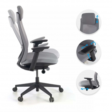 ergonomischer burostuhl grau schwarze struktur stoff 3d verstellbare armlehnen 3