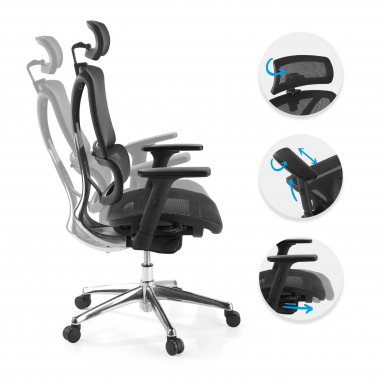 ergonomischer burostuhl schwarz focus netzstoff 3d verstellbare armlehnen lordosenstutze 3