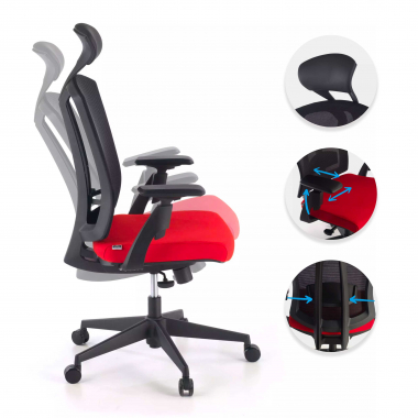 ergonomischer burostuhl rot ridley netzstoff 3d verstellbare armlehnen lordosenstutze kopfstutze 3