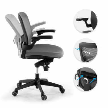 ergonomischer burostuhl grau burostuhl netzstoff bewegliche armlehnen lordosenstutze 3