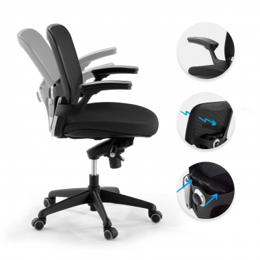 ergonomischer burostuhl schwarz burostuhl netzstoff bewegliche armlehnen lordosenstutze 3