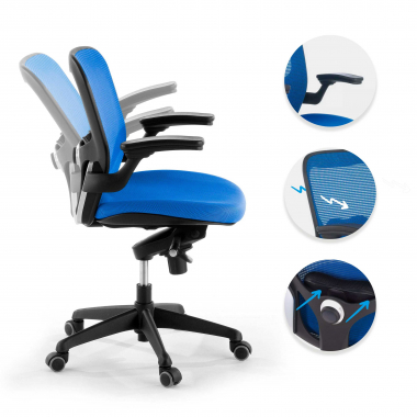 ergonomischer burostuhl blau burostuhl netzstoff bewegliche armlehnen lordosenstutze 3