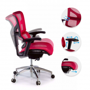 ergonomischer burostuhl rot next1 ohne kopfstutze netzstoff 4d verstellbare armlehnen doppelte lordosenstutze 3