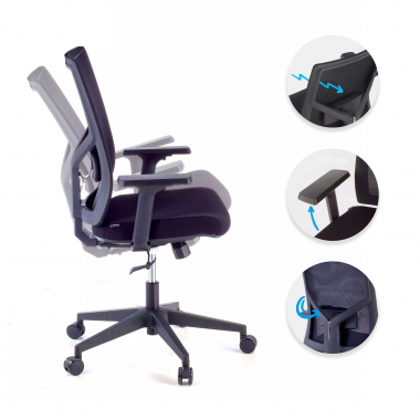 ergonomischer burostuhl schwarz schwarze struktur kopfstutze netzstoff 1d verstellbare armlehnen lordosenstutze 3