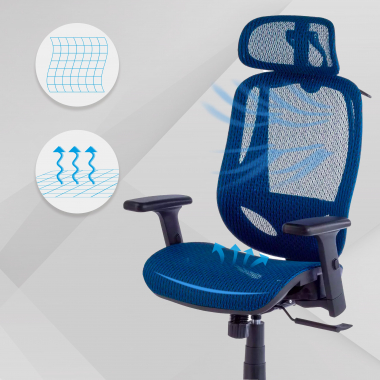 ergonomischer burostuhl blau locktech netzstoff 1d verstellbare armlehnen lordosenstutze kopfstutze 4