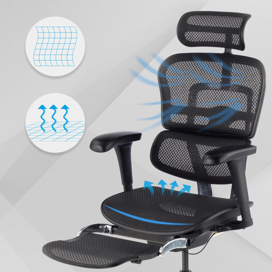 Ergonomischer Stuhl Ergohuman Edition I, Premium-Modell, mit Fußstütze