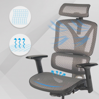 ergonomischer burostuhl grau focus netzstoff 3d verstellbare armlehnen lordosenstutze 4