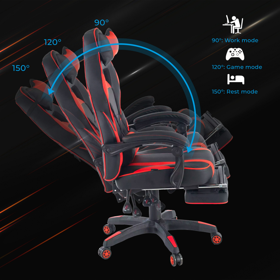 Gaming Stuhl mit Fußstütze Logan, synchronisierten Armlehnen