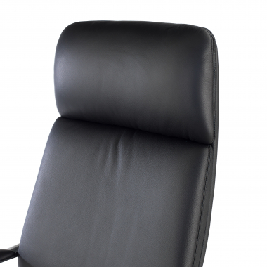 chefsessel schwarz naturleder gepolsterte armlehnen 10
