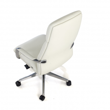 chefsessel weiss naturleder gepolsterte armlehnen 8