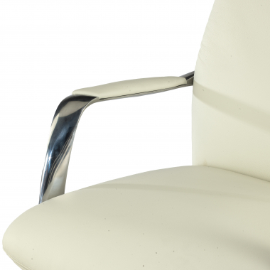 chefsessel weiss naturleder gepolsterte armlehnen 5