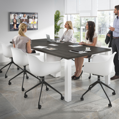 besprechungsstuhl weiss mit rollen kunststoff feste armlehnen 2