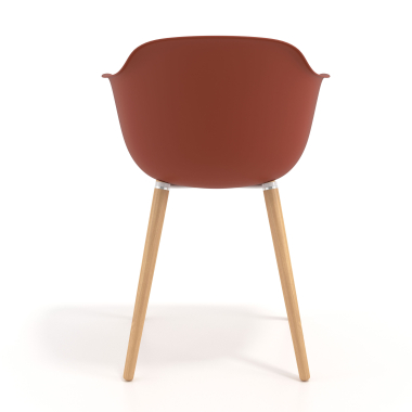 skandinavischer burostuhl orange drehbar holz kunststoff feste armlehnen 5