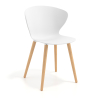 Skandinavischer Stuhl Emily, ergonomische Sitzfläche, Holzbeine