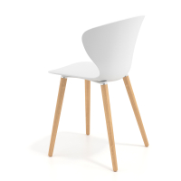 Skandinavischer Stuhl Emily, ergonomische Sitzfläche, Holzbeine