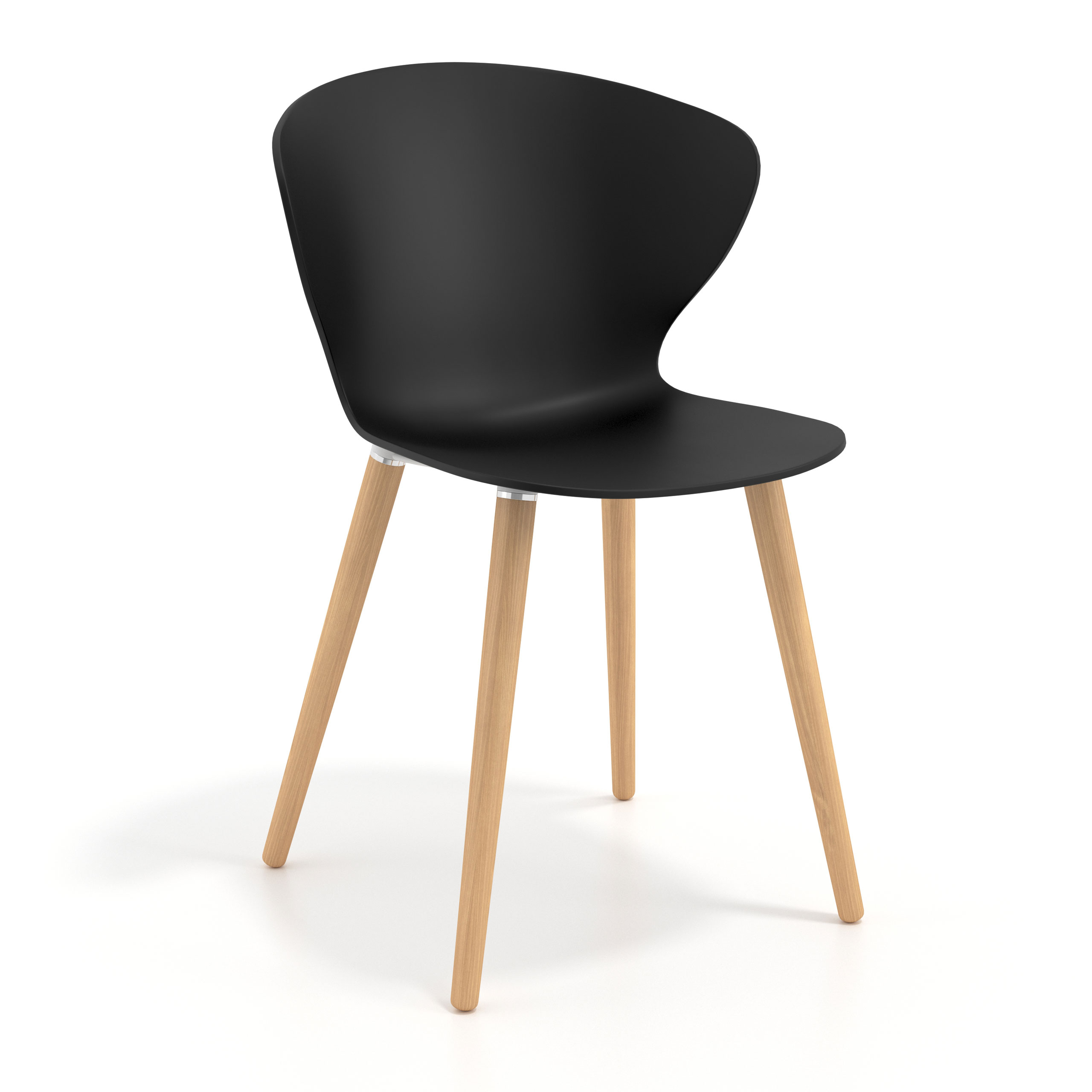 Skandinavischer Stuhl Emily, ergonomische Sitzfläche, Holzbeine