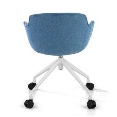 konferenzstuhl weiss blau drehbar mit rollen stoff gepolsterte armlehnen 6